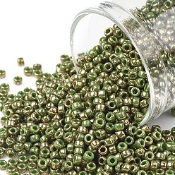 (1702) Gilded Marble Green Круглые бусины toho, японский бисер, (1702) мрамор позолоченный зеленый, 11/0, 2.2 мм, отверстие : 0.8 мм, Около 1110 шт / 10 г