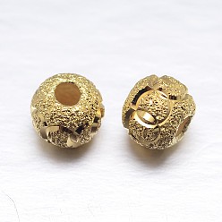 Настоящее золото 18K Настоящие 18 позолоченные рондели k 925 текстурированные бусины из стерлингового серебра, золотые, 6x5.2 мм, отверстие : 2.5 мм, Около 68 шт / 20 г