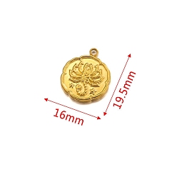 Скорпион 304 кулон из нержавеющей стали, золотые, плоский круглый с подвеской в виде созвездия, Скорпион, 19.5x16 мм