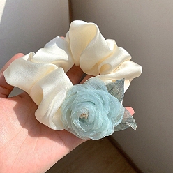 Cyan Cloth Hair Ties, Flower, Cyan, 90x120mm