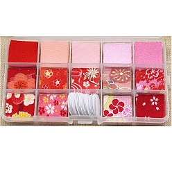 Красный Лоскутная ткань креп-хлопок, Квадратные аксессуары для волос в японском стиле своими руками, красные, 30x30 мм