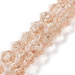 Персиковый Слойка Бусины ручной работы бусины золотого песка, двухконусные, розовые, 11.5x10.5 мм, отверстие : 1.5 мм, около 45 шт / нитка, 18.90'' (48 см)
