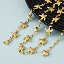 Морская звезда Пляж 304 Цепочки из нержавеющей стали с изображением морских животных для женщин, золотые, морская звезда, 17.24 дюйм (43.8 см)