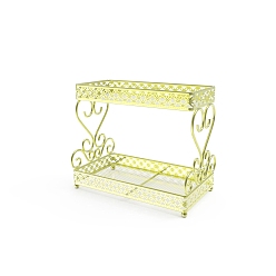 Золотистый Органайзер для косметики из углеродистой стали, двухслойный органайзер для украшений в спальню, золотые, 19.5x14x23 см