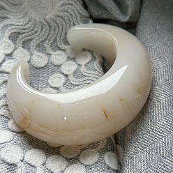 Белый Браслеты-манжеты из смолы для женщин, белые, внутренний диаметр: 2-3/8 дюйм (6 см)