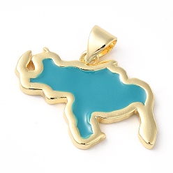 Темно-бирюзовый Эко-подвески с покрытием из латуни и эмали, долговечный, без свинца и без кадмия, реальный 18 k позолоченный, очарование карты, темные бирюзовый, 16x20x2 мм, отверстие : 5x3.5 мм