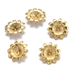 Золотой 304 из нержавеющей стали шарик крышки, мульти-лепесток, цветок, золотые, 18x4 мм, внутренний диаметр: 4 мм