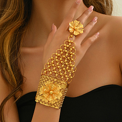 Золотой Роскошные браслеты из железных колец для невесты на Ближнем Востоке с цветочным узором, широкий и модный, золотые, внутренний диаметр: 2-3/8~2-3/4 дюйм (6~7 см)