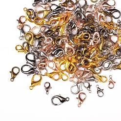 Mixed Color Zinc Alloy Lobster Claw Clasps, Jewelry Making Findings, Mixed Color, 10~14x6~8mm, Hole: 1~1.8mm, 150pcs/box