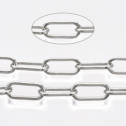 Платина Цепи из несваренного железа, тянутые удлиненные кабельные цепи, с катушкой, платина, 12.5x5.6x1.2 мм, около 82.02 футов (25 м) / рулон