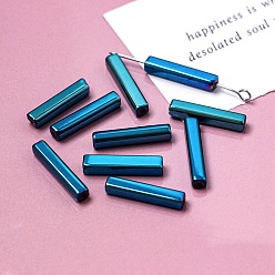 Cadet Blue Electroplate Glass Beads, Faceted, Rectangle, Cadet Blue, 19.5~20x4x4mm, Hole: 1mm