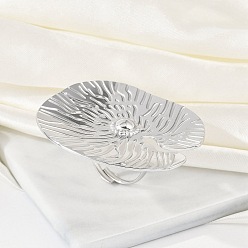 Нержавеющая Сталь Цвет Антикоррозийные 304 плоские круглые открытые манжетные кольца из нержавеющей стали, Кольца для женщин, цвет нержавеющей стали, плоско-круглые: 46.5x50 mm, внутренний диаметр: регулируемый