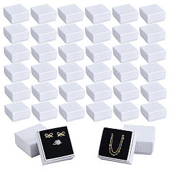 Белый Картонные коробки для упаковки ювелирных изделий, с губкой внутри, для колец, , Серьги, Браслеты, квадрат с узором в виде ромбов, белые, 5.45x5.2x2.9 см