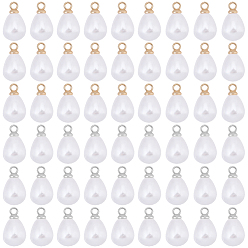 Platinum & Golden ABS Plastic Pearl Pendants, Teardrop Charm, with Alloy Loop, Platinum & Golden, 13x8mm, Hole: 1.6mm, 100pcs, 2 styles