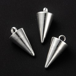Silver 304 Stainless Steel Pendants, Spike/Cone, Silver, 13.5x7mm, Hole: 2mm