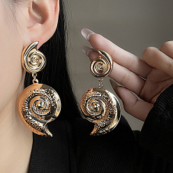 Shell Shape Железа болтаться серьги, золотые, формы раковины, 82x39 мм