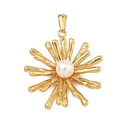 Золотой 304 подвески из нержавеющей стали и АБС-пластика с имитацией жемчуга, , золотые, 36x34x11 мм, отверстие : 6.5x3 мм