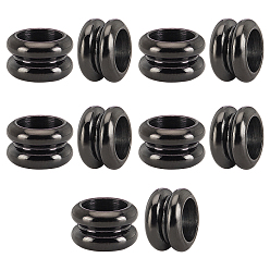 Gunmetal 304 Stainless Steel Beads, Large Hole Beads, Grooved, Column, Gunmetal, 10x6mm, Hole: 6.8mm, 10pcs/box