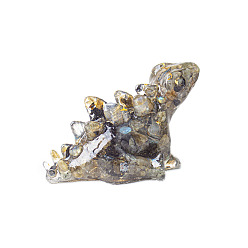 Лабрадорита Украшение для дисплея динозавра из смолы, с натуральной крошкой лабрадора внутри статуэток для украшения домашнего офиса, 90x47x48 мм