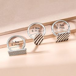 Платина 3шт. кольца из сплава, с эмалью, полоса, платина, внутренний диаметр: 18 мм