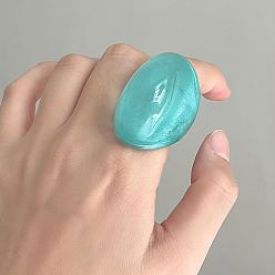 Темно-бирюзовый Овальные прозрачные кольца из смолы, темные бирюзовый, внутренний диаметр: 17 мм