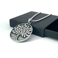 Нержавеющая Сталь Цвет Винтажные европейские ожерелья из нержавеющей стали с подвеской в виде дерева любви, цвет нержавеющей стали