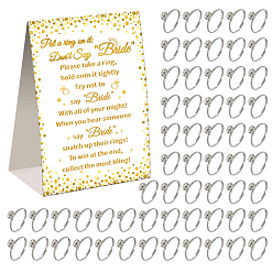 Другие 60шт. регулируемые кольца на палец из сплава со стразами, с 1бумажными карточками для вечеринки, прямоугольные, размер США 7 1/4 (17.5 мм)