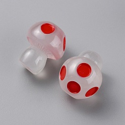 Красный Украшение дисплея светящейся смолой, светящиеся в темноте украшения, гриб, красные, 17x14 мм