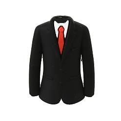 Clothes Силиконовые бусины на день отца, фокусные бусы, чёрные, деловой костюм, 31.5x24x11.5 мм, отверстие : 2.5 мм