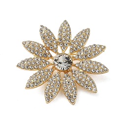 Кристалл Брошь в виде цветка со стразами, булавки из сплава для лацканов одежды рюкзака, золотые, кристалл, 40 мм