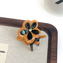 Сэнди Коричневый Заколки для волос с когтями из ацетата целлюлозы (смола), цветок, песчаный коричневый, 30x28 мм