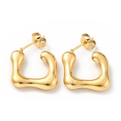 Золотой Квадратные серьги-гвоздики, ионное покрытие (ip) 304 серьги-кольца из нержавеющей стали для женщин, золотые, 24x17x4 мм, штифты : 0.8 мм