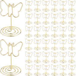 Papillon 40 Porte-billets en fil de fer doré (pièces), bloc-notes de bureau, papillon, 42x39.5x66.5mm
