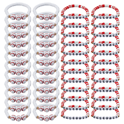 Красный Эластичные браслеты хейши из полимерной глины, составные браслеты для мужчин и женщин, красные, 6~11.5 мм, внутренний диаметр: 2 дюйм (5 см)