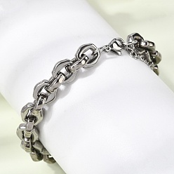 Нержавеющая Сталь Цвет 304 женские браслеты-цепочки со звеньями из нержавеющей стали, цвет нержавеющей стали, 7.01 дюйм (17.8 см)