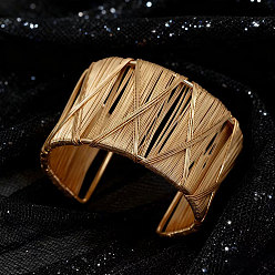 Золотой Браслеты-манжеты из железной проволоки, широкие браслеты для женщин, золотые, внутренний диаметр: 2.56 дюйм (6.5 см), шириной 40 мм 