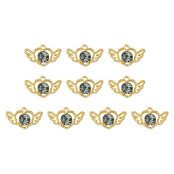 Серебряное Пламя Подвески из сплава и страза, сердце с крыльями прелести, золотой свет, струйная серебряная вспышка, 14x23x6 мм