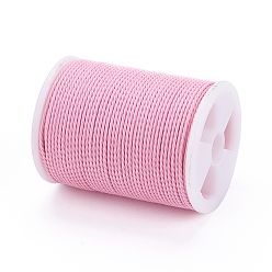 Pink Round Waxed Polyester Cord, Taiwan Waxed Cord, Twisted Cord, Pink, 1mm, about 12.02 yards(11m)/roll