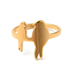 Golden Ionenplattierung (ip) 201 Doppelvogel-Fingerring aus Edelstahl für Damen, golden, us Größe 6 1/2 (16.9 mm)