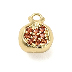 Pomegranate Латунные микро проложить кубического циркония подвески, фруктовые прелести, стойки покрытие, долговечный, без свинца и без кадмия, гранат, 12x9.5x6.5 мм, отверстие : 1.2 мм