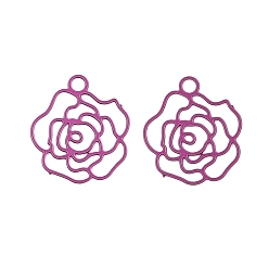 Средний Фиолетово-красный Аэрозольная краска 430 подвески из нержавеющей стали, цветок, средне фиолетовый красный, 12x10.5x0.3 мм, отверстие : 1.2 мм