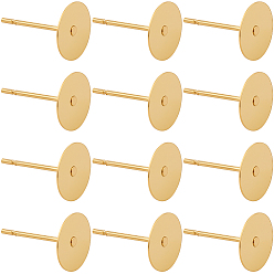 Настоящее золото 24K 200 шт 304 детали серьги-гвоздики из нержавеющей стали, плоско-круглые, реальный 24 k позолоченный, 8x0.3 мм, штифты : 0.7 мм