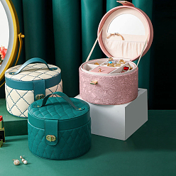 Черный Портативные дорожные круглые коробки для хранения ювелирных изделий из искусственной кожи для серег, колец, ожерелий, чёрные, 18x18 см