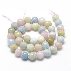 Morganite Natural Morganite Beads Strands, Grade A, Round, 6~7mm, Hole: 1mm, about 60~67pcs/strand, 15.7 inch