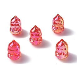Red UV Plating Rainbow Iridescent Acrylic Beads, Dinosaur, Red, 22x15x20.5mm, Hole: 3.5mm