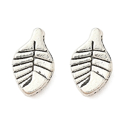 Античное Серебро Сплавочные подвески тибетского стиля, лист прелести, без кадмия и без свинца, античное серебро, 10.5x6.5x2.5 мм, отверстие : 1 мм, Около 163 шт / 1000 г