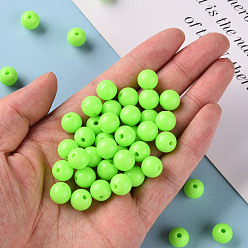 Lime Opaque Acrylic Beads, Round, Lime, 10x9mm, Hole: 2mm, about 940pcs/500g