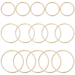 Настоящее золото 24K 30шт. 3 стили латунные соединительные кольца, долговечный, круглые кольца, реальный 24 k позолоченный, 22~35x1 мм, внутренний диаметр: 20~33 мм, 10 шт / стиль