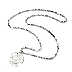 Нержавеющая Сталь Цвет 304 ожерелья из нержавеющей стали с подвеской в виде полумесяца из рога Одена, без кадмия, без никеля и без свинца, цвет нержавеющей стали, 23.46 дюйм (59.6 см)