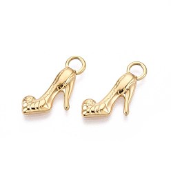 Настоящее золото 18K 304 подвески из нержавеющей стали, очарование высоких каблуков, ионное покрытие (ip), реальный 18 k позолоченный, 22x10.5x2.5 мм, отверстие : 3.5 мм